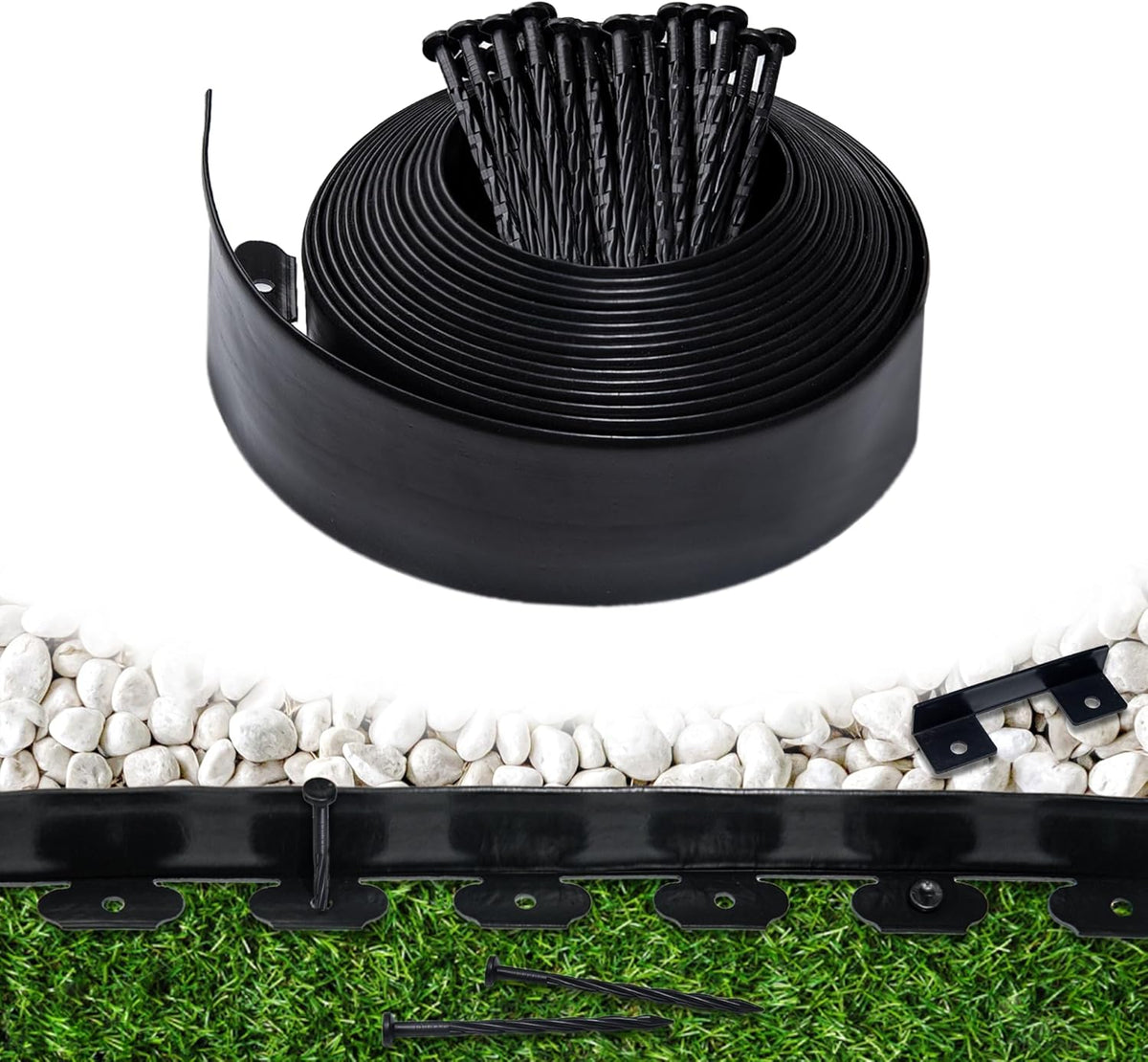 Garden Edging Border,Plastic Edging for Landscaping,Flower Bed, Paver and Lawn Edging Border