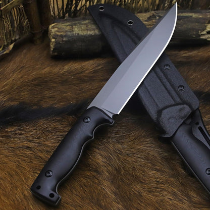 BA-KOR 5mm (9CR18MOV) steel 12.4" full tang hunting knife+K sheathing &5.9" cerium igniter Suitable