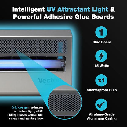 Catchmaster Vector 15, UV Light Fly Traps Indoor for Home, Electric Gnat Traps for House Indoor