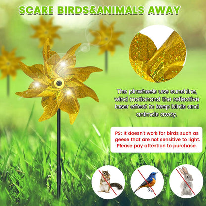 10 PCS Reflective Pinwheels for Yard and Garden Bird Devices Pre-Installed Sparkly Wind Spinner