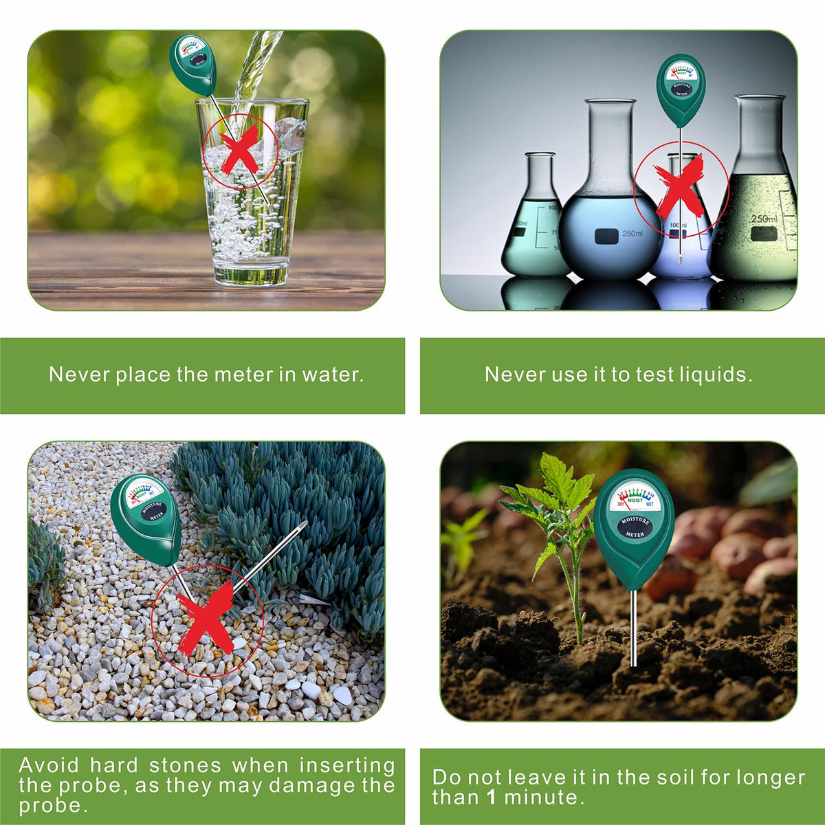 XLUX Plant Soil Moisture Meter, for Indoor and Outdoor use, Battery-Free