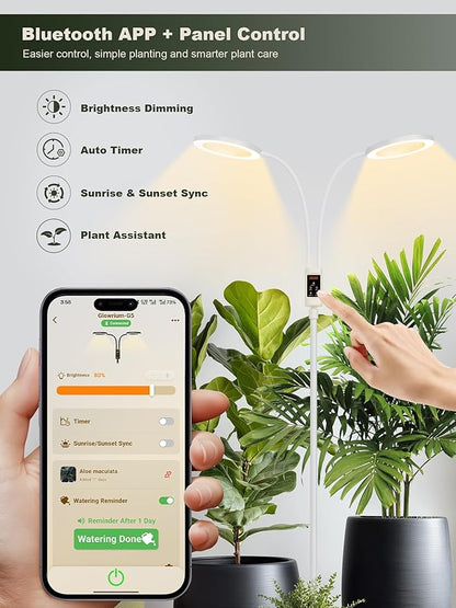 GLOWRIUM Smart Grow Lights for Indoor Plants, 48W Full Spectrum Plant Lights, Bluetooth App &