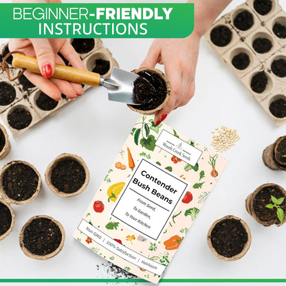 Woods Creek Seeds: Contender Bush Bean Seeds for Planting - Non-GMO Green Bean Seeds for Planting