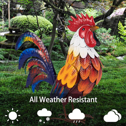 Natelf Metal Rooster Garden Statues & Sculptures, Chicken Yard Art Decor Standing Animal Lawn