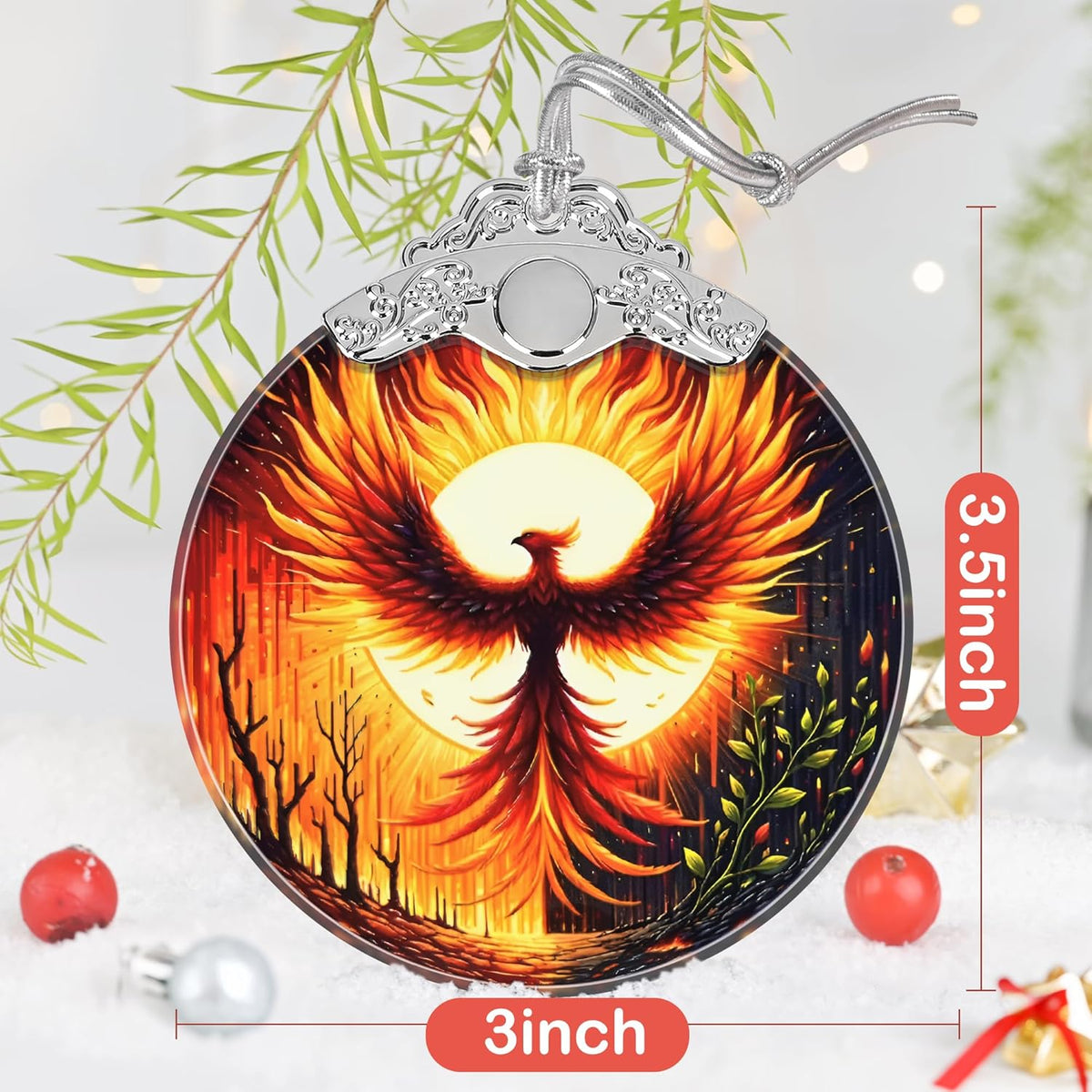 Phoenix Stained Glass Ornament, Christmas Ornaments, Christmas Tree Decorations, Phoenix Christmas