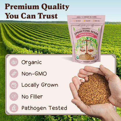 Seedboy Organic Non-GMO Sprouting Seeds, Hormone Balance Blend - USA Grown Microgreens Mix with
