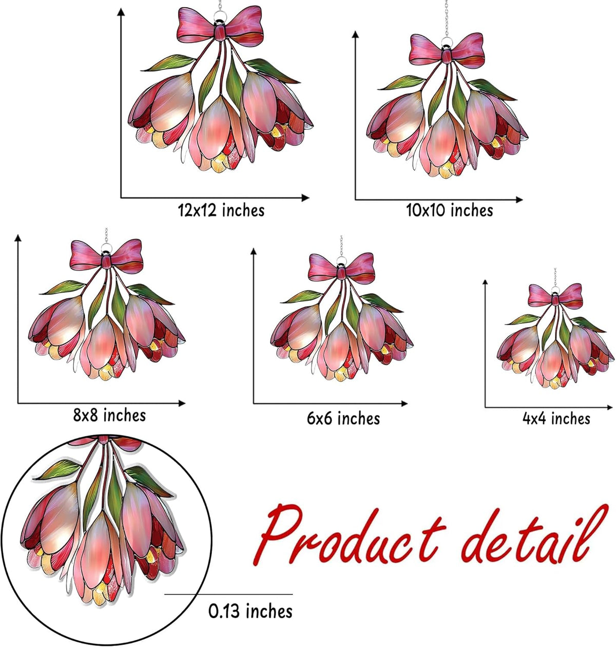 Pink Bell Flower Acrylic Suncatcher Stained Glass Effect Window Car Hanging Christmas Ornament
