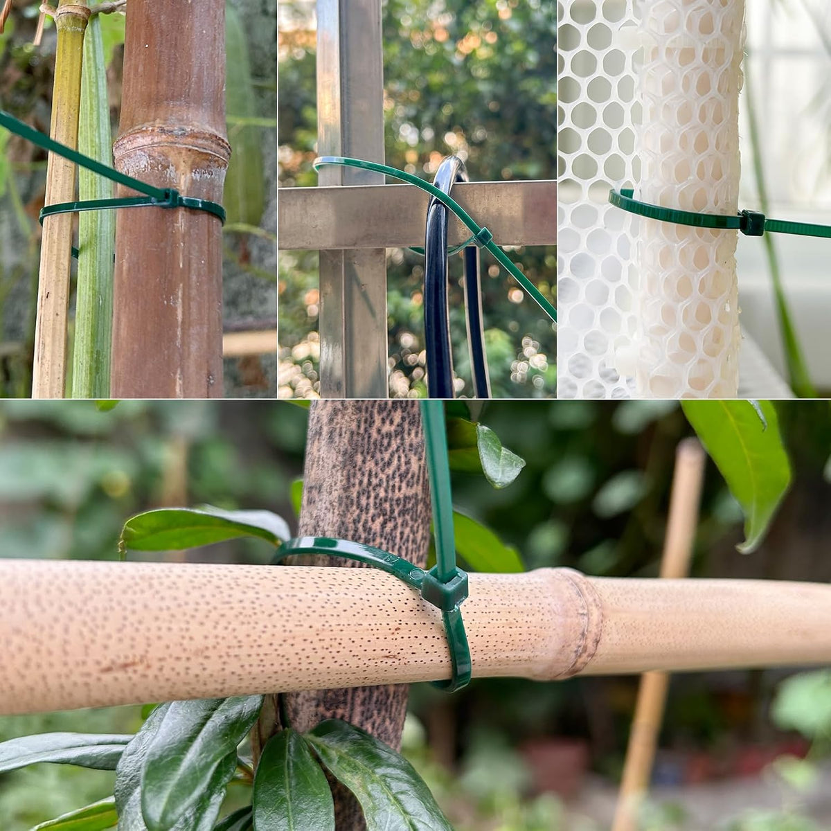 8 inch 3mm Dark Green Nylon Garden Cable Zip Ties Self Locking Cable Ties Twist Ties, Multi-Purpose