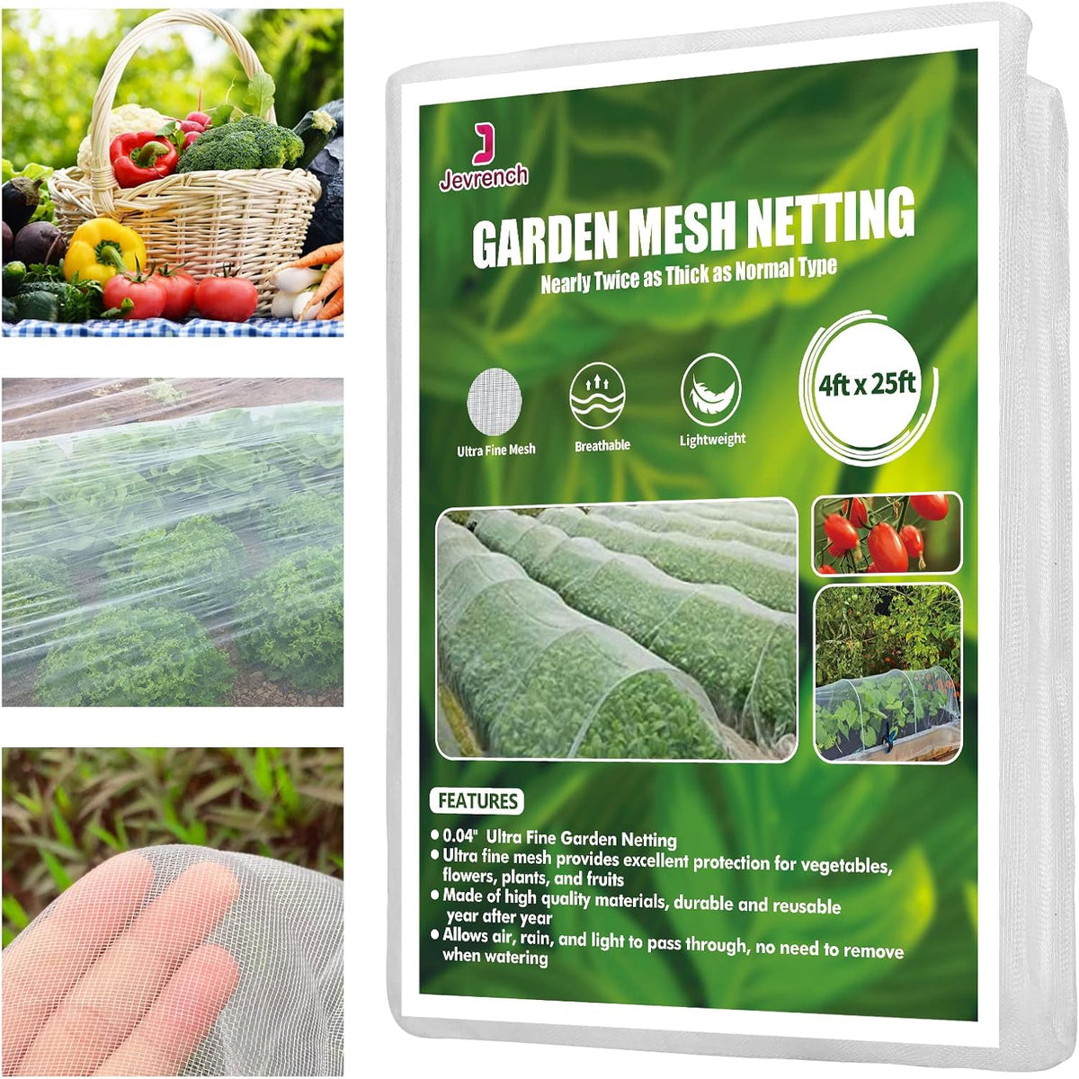 Garden Netting, Jevrench Durable Ultra Fine Garden Netting, Garden Plant Cover Row Cover Makes
