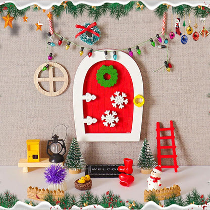 20 Pcs Christmas Girl Fairy Doors Decorations Enchanted Doors Tiny Outdoor Xmas Decor Miniature