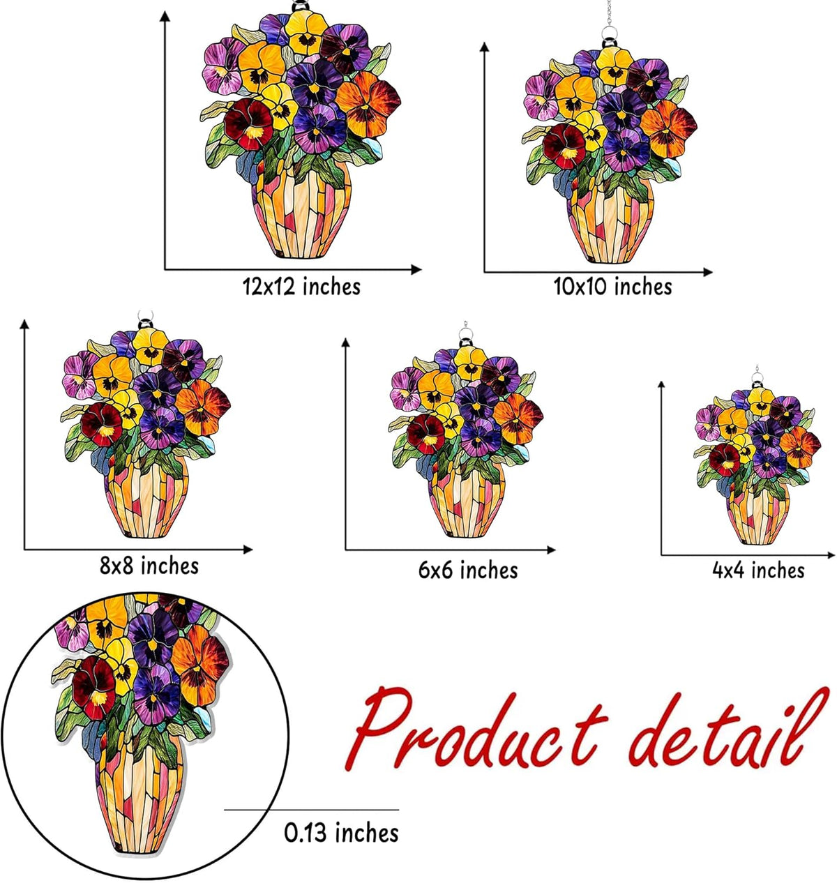 Pansy Bouquet Acrylic Suncatcher Stained Glass Effect Window Car Hanging Christmas Ornament Indoor
