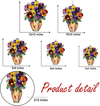 Pansy Bouquet Acrylic Suncatcher Stained Glass Effect Window Car Hanging Christmas Ornament Indoor