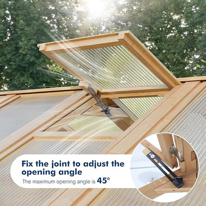 Restland 6x8 FT Wood Greenhouse with Shelves Reinforced Frame Walk-in Greenhouses with Adjustable