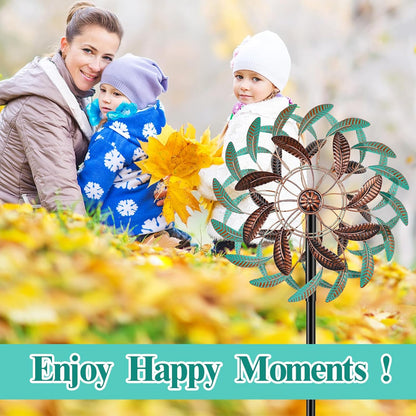 360° Wind Spinners Outdoor, Wind Sculptures Windmill with Metal Stake, Kinetic Large Metal Yard Art