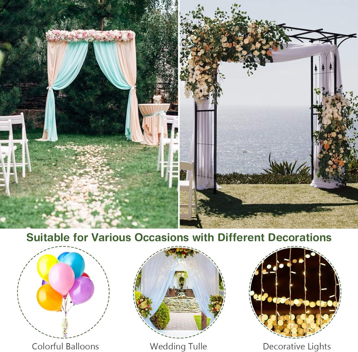 Safstar Metal Arch, 81-Inch Outdoor Garden Arbor for Various Climbing Plant Flower, Wedding Arch