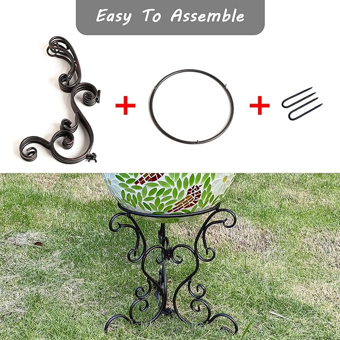 9" Metal Gazing Ball Stand, Scroll Gazing Globe Stand for 10 or 12 Inches Garden Gazing Globes