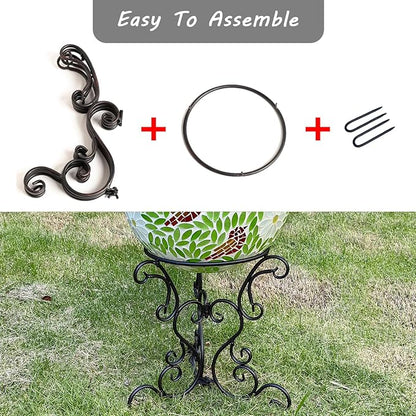 9" Metal Gazing Ball Stand, Scroll Gazing Globe Stand for 10 or 12 Inches Garden Gazing Globes