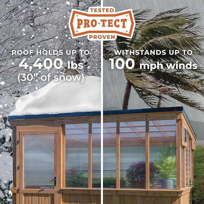 Backyard Discovery Zalie 11' x 7' Cedar Wood and Polycarbonate Walk-in Greenhouse Kit with Exhaust