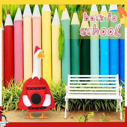2 Pcs Porch Goose Outfit Halloween Geese Crayon Bus Teacher Cosplay Clothes for 23" Lawn Cement