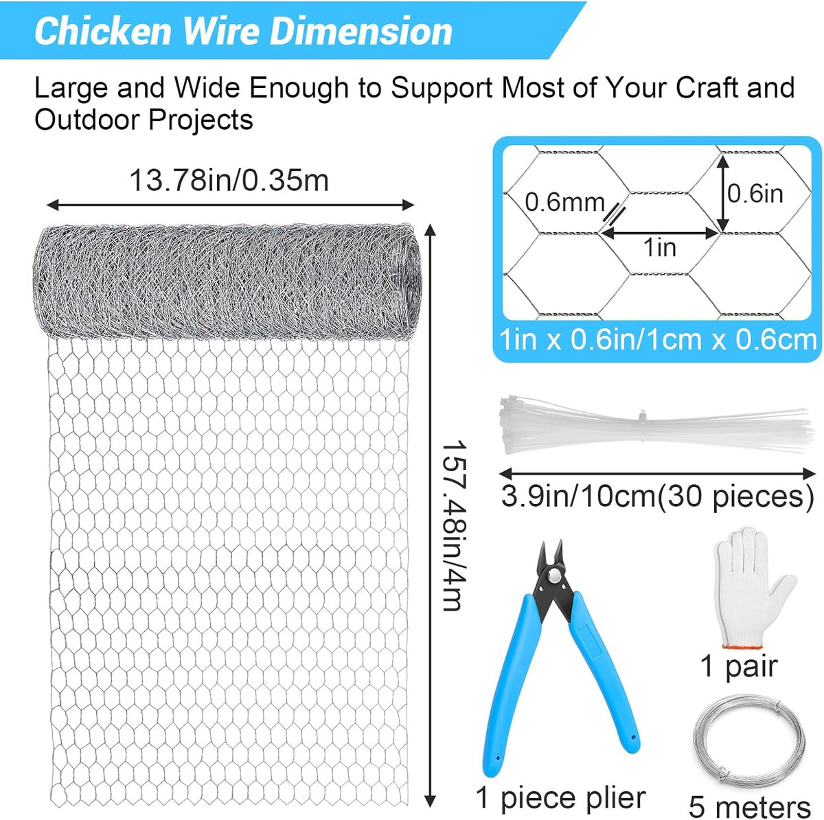 Chicken Wire Mesh 13.7 in x 157 in Silver Floral Chicken Wire Poultry Netting Hexagonal Galvanized