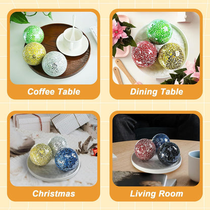 Decorative Balls for Centerpiece Bowls Black Mosaic Glass Orbs Sphere Crack Ball Mirror Globe