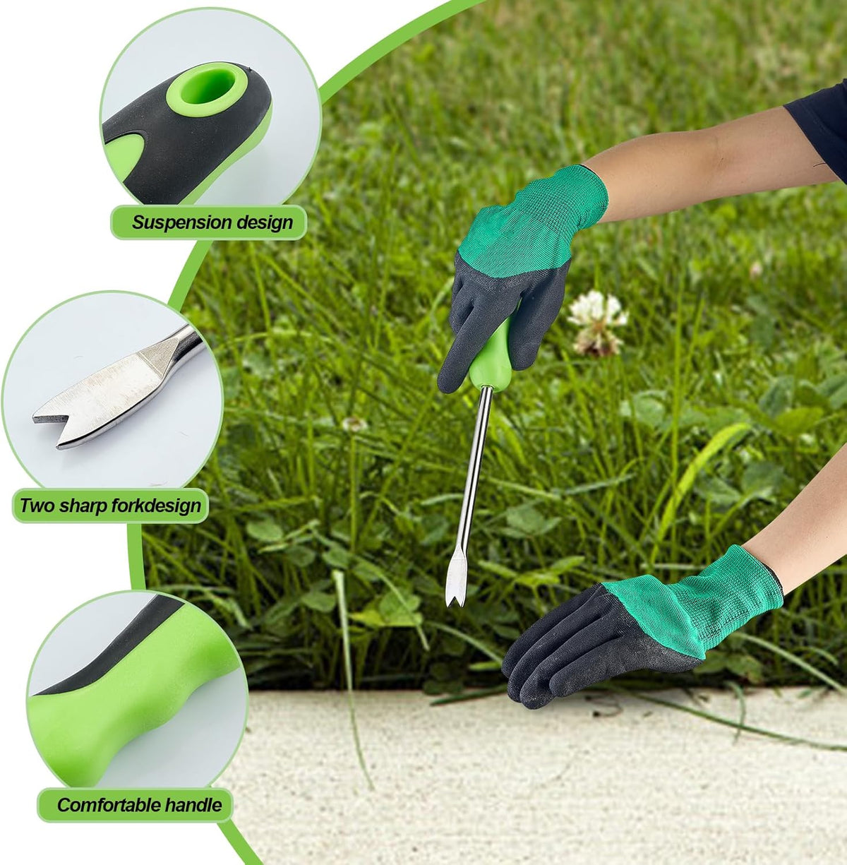 Professional Weed Control Tool -13 Inch V-Shaped Anti-Skid Shovel, Stainless Steel Gardening Manual