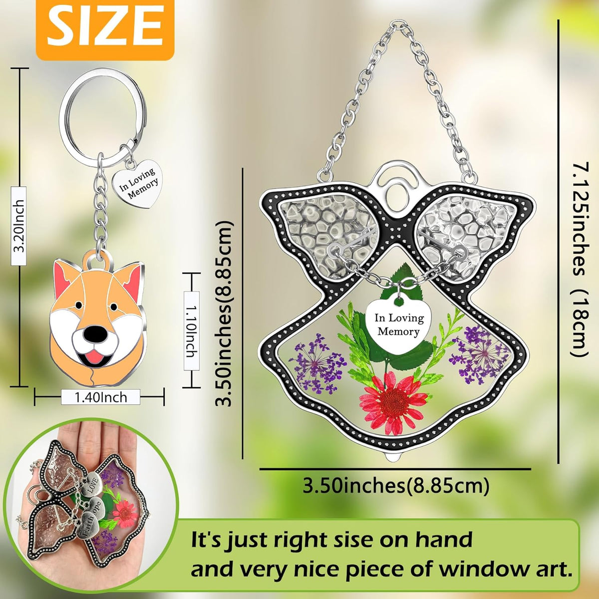 KY&BOSAM Angle Suncatcher in Loving Memory Glass Sun Catchers for Windows Hanging Wind Chime