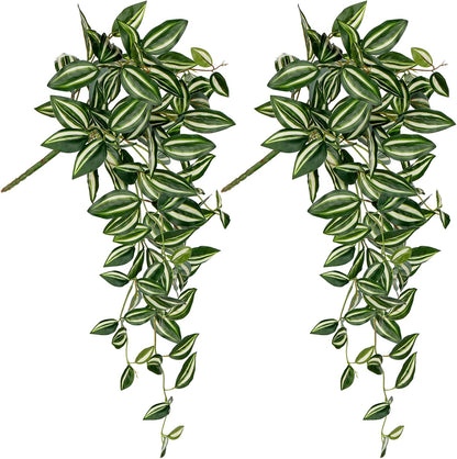 DILATATA Fake Hanging Plants Artificial Hanging Plants 26" Faux Wandering Jew Hanging Leaves Plants