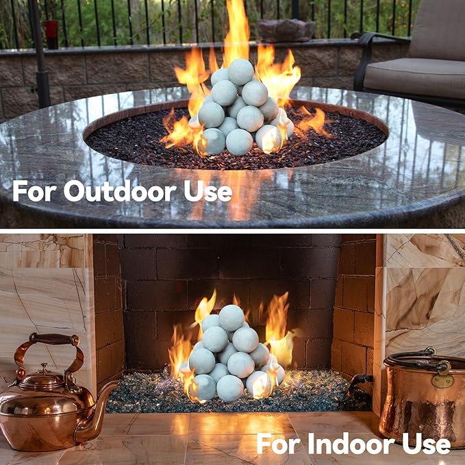 Skyflame 2" Fireplace Balls for Gas Fireplace, 25-Pack Round Ceramic Ball Set for Indoor/Outdoor