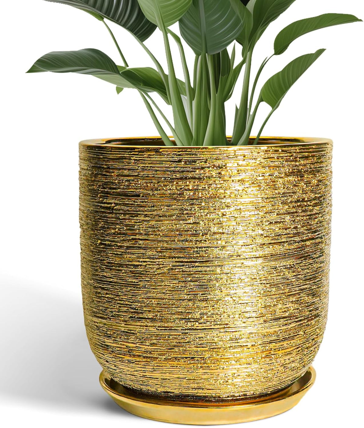 Ceramic Pots for Plants 12 Inch - Ceramic Planter for Indoor Outdoor Flowers, Cylinder Modern
