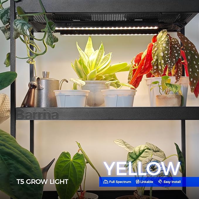Barrina Grow Lights for Indoor Plants, Full Spectrum Sunlight, Black Cover LED Grow Light Bulbs, T5
