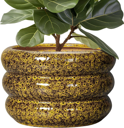 SQOWL Ceramic Pots for Plants - 13.5 Inch Ceramic Planter for Indoor Plants, Large Plant Pots with