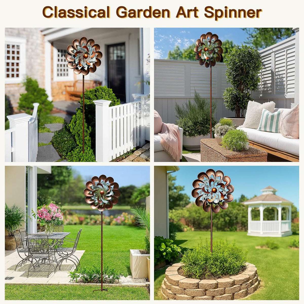 Metal Wind Spinner Outdoor, Wind Spinners for Yard and Garden, 84 inch Wind Sculptures & Spinners