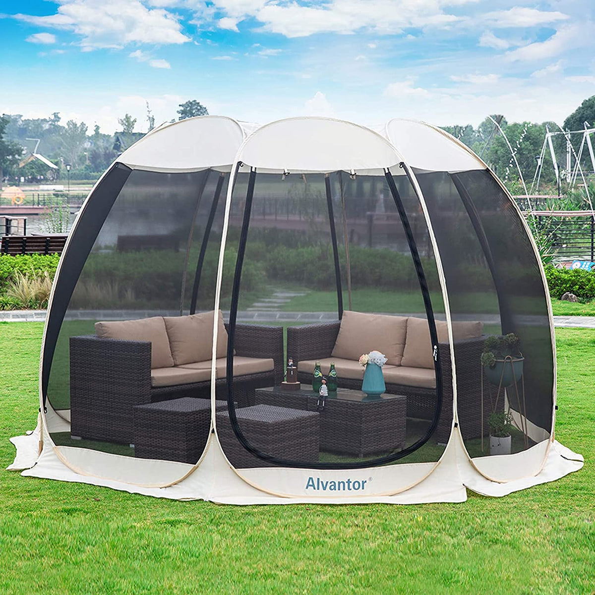 Alvantor® Screen House Room Camping Tent Outdoor Canopy Pop Up Sun Shade Hexagon Shelter Mesh Walls