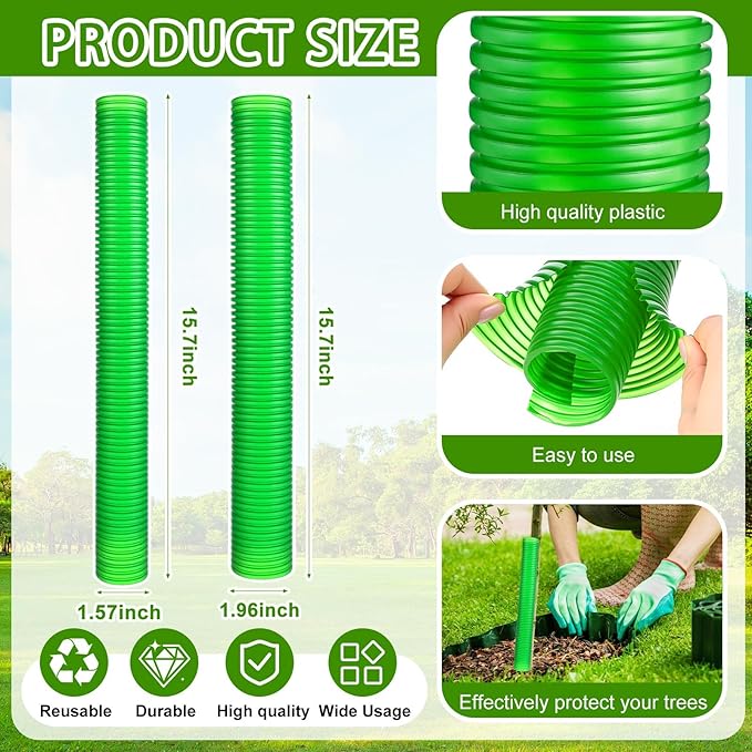 Menkxi 20 Pcs Corrugated Tree Guards Tubes Plastic Saplings Tree Trunk Protectors Wraps to Protect