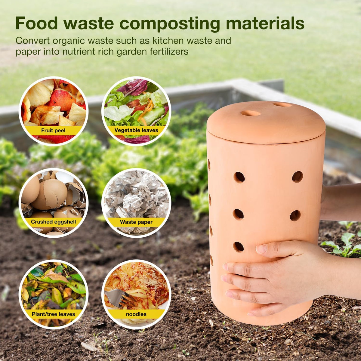 Underground Compost Bin 11Inch Garden Worm Farm Outdoor for Organic Refuse Red Pottery Ceramics