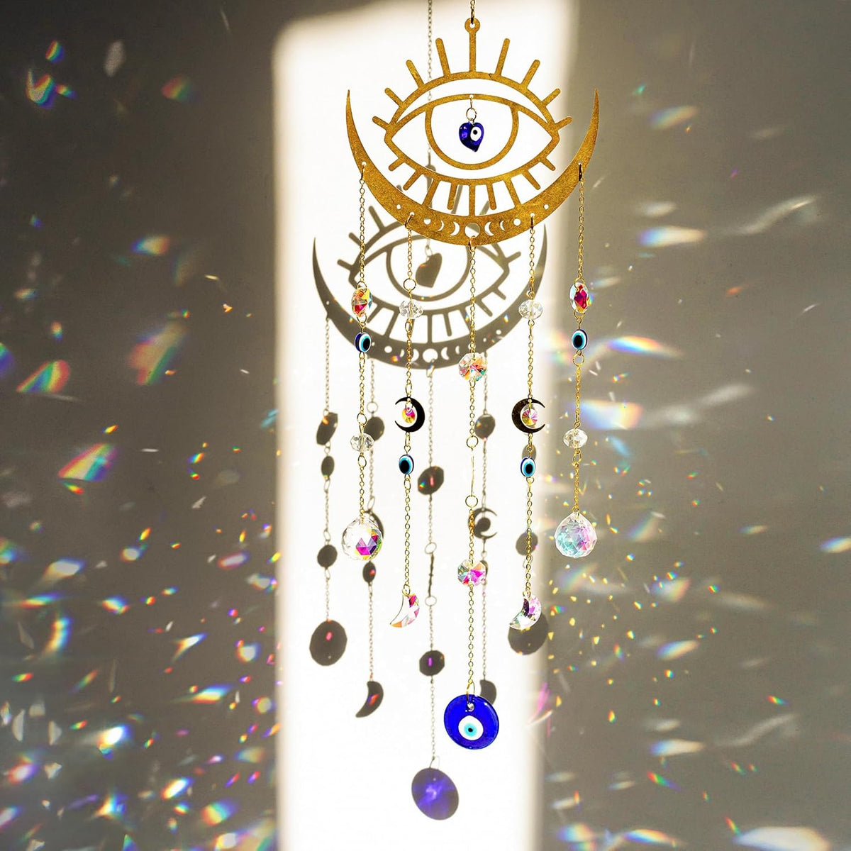 H&D HYALINE & DORA Crystal Suncatcher Evil Eye Sun Catchers for Windows Hanging Indoor Outdoor Home