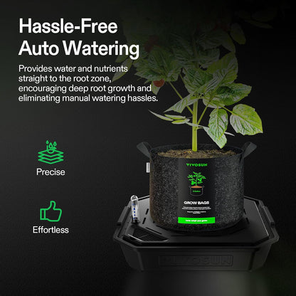 VIVOSUN 4-Pack FlexFeed Self-Watering Pots with Grow Bags, Auto Irrigation Fabric Pot Base with