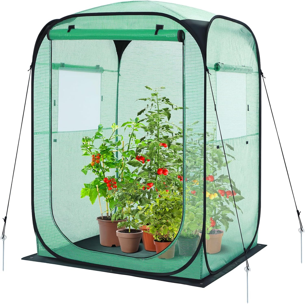 Ohuhu Pop Up Greenhouse for Outdoors, Portable Walk-in Mini Green House with Removable PE Mat &