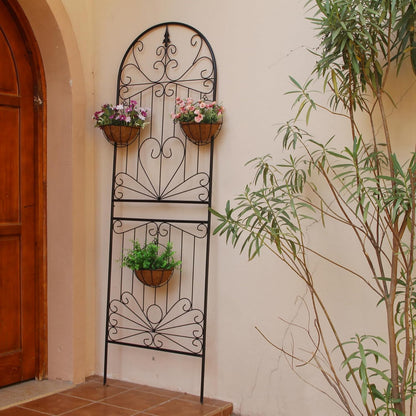 SCENDOR Trellis for Climbing Plants 82.7" H x 26.7" W Tall Garden Trellis Wrought Iron Heavy Scroll