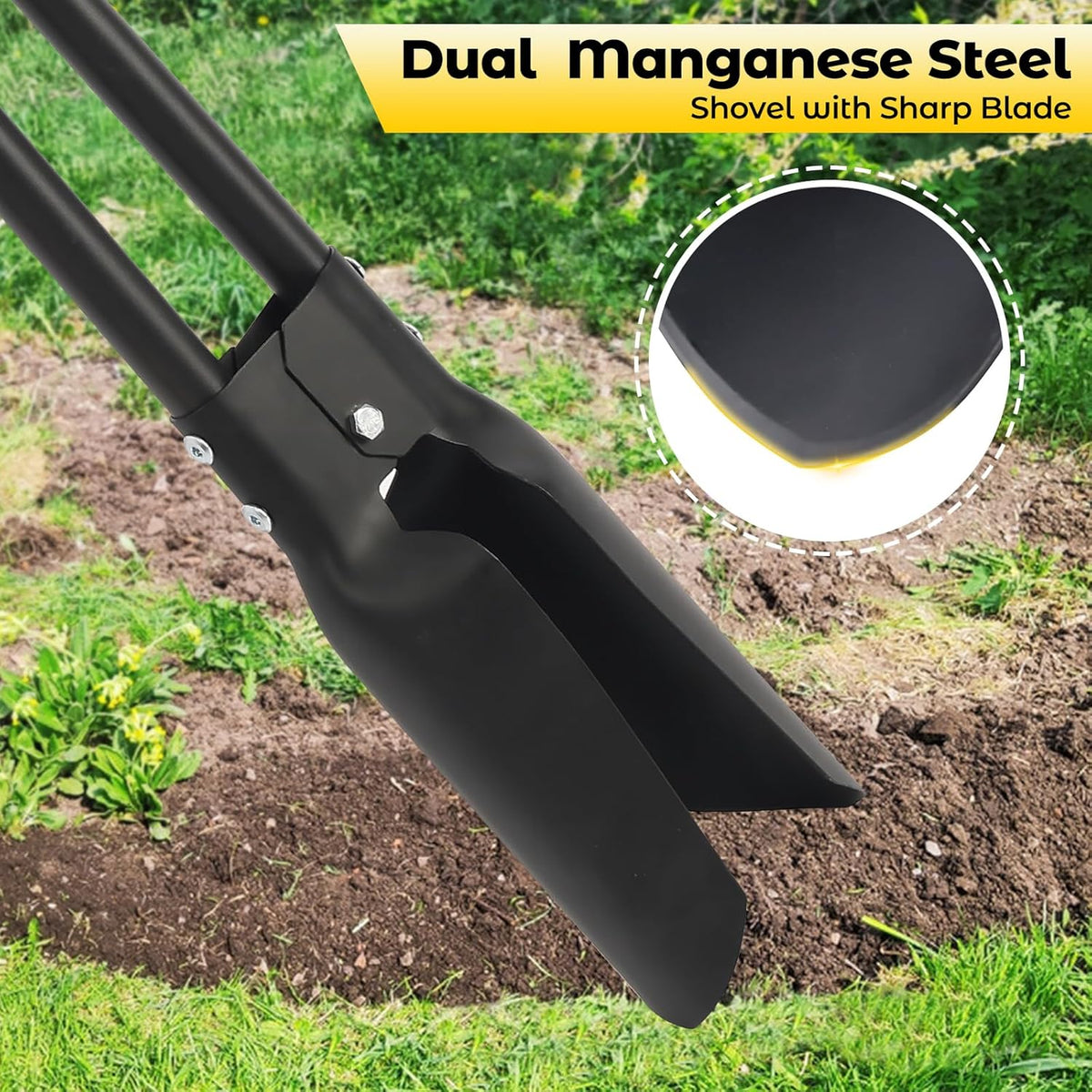 Post Hole Digger Tool, Heavy Duty Post Hole Digger with 55 Inch Handle, Dual Sharp Blades for Soil