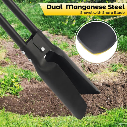 Post Hole Digger Tool, Heavy Duty Post Hole Digger with 55 Inch Handle, Dual Sharp Blades for Soil