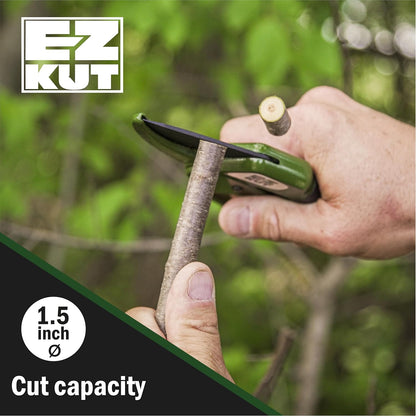 EZ Kut Heavy Duty Pruning Shears Green - with Ratcheting Action Great Garden Hand Tool Clippers
