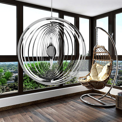 Hanging Wind Spinner Outdoor Metal Decorations, Silver Wind Spinners for Yard and Garden,3D Mirror