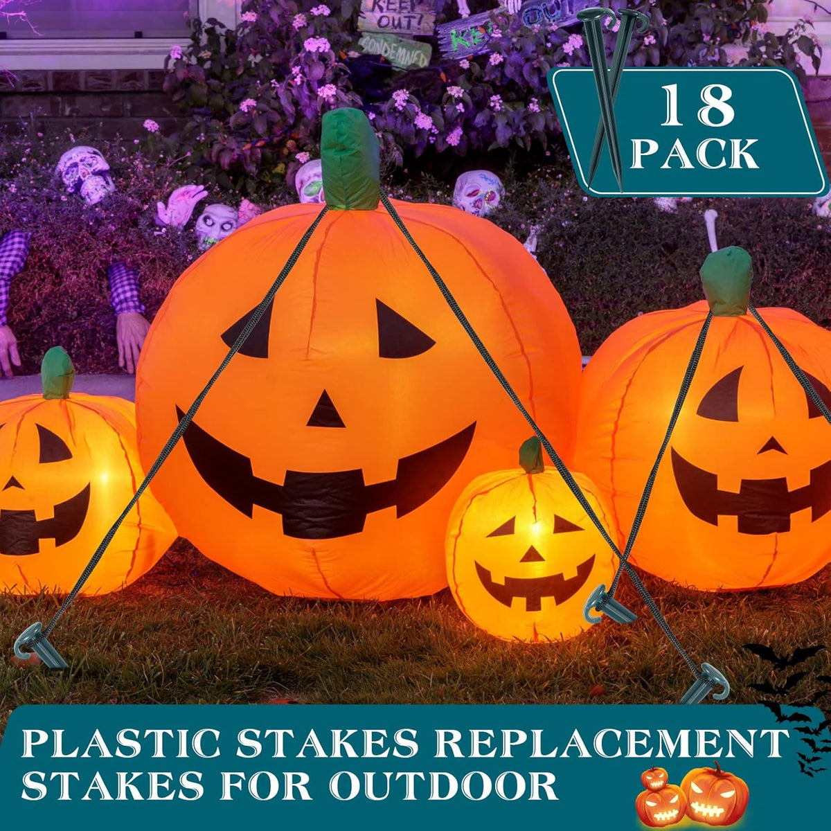 Vicenpal 18 Pcs 7 Inch Plastic Yard Stakes Inflatables Heavy Duty Plastic Garden Stakes for Tent
