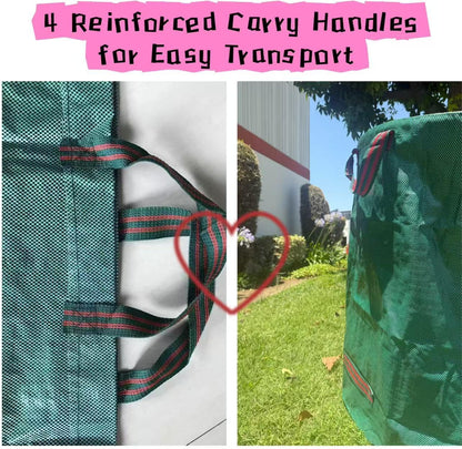 JKKGS Yard Waste Bags (3-Pack, 72 Gallons, H30 x D26 inches), Reusable, Heavy Duty Collapsible
