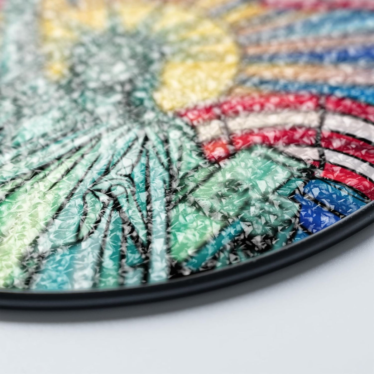 7.8"Patriotic Statue of Liberty Stained Glass Suncatcher, Red White Blue Window Hanging, 4th of
