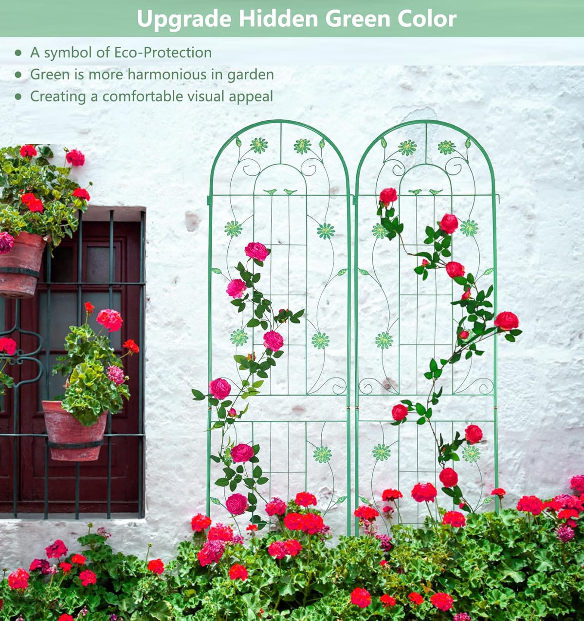 4 Pack Metal Garden Trellis 71" H Garden Fence Rustproof Trellis for Climbing Plants Support Roses