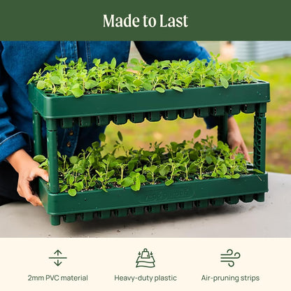 Vego garden 10" x 20" 76 Cells Seed Starter Tray Stackable Seedling Starting Germination Trays for