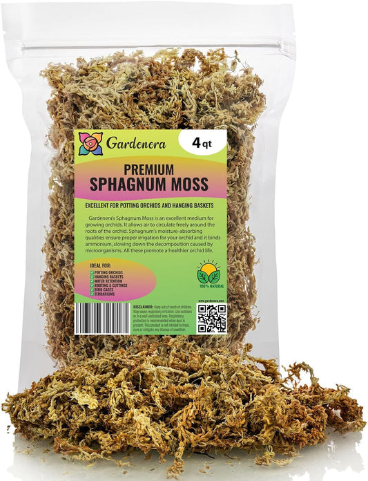 Premium New Zealand Sphagnum Moss by Gardenera - Organic Hand Mixed Long Fibered Sphagnum Moss
